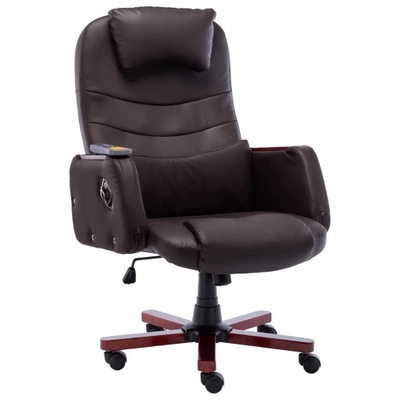 Krzesło biurowe z funkcją masażu, brązowe, sztuczn