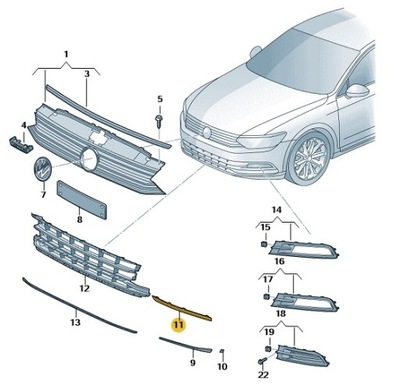 VOLKSWAGEN OE 3G08543229B9 НАКЛАДКА ДЕКОРАТИВНЫЙ БАМПЕР