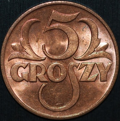 5 groszy 1939 - menniczy egzemplarz kolor RD