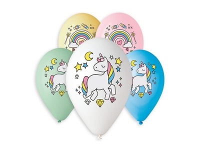 Balony urodzinowe Jednorożec i Tęcza 5szt Party