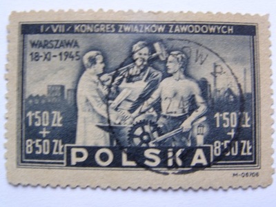 Polska - VII Kongres Zw. Zawodowych - Fi. 386 kasowany