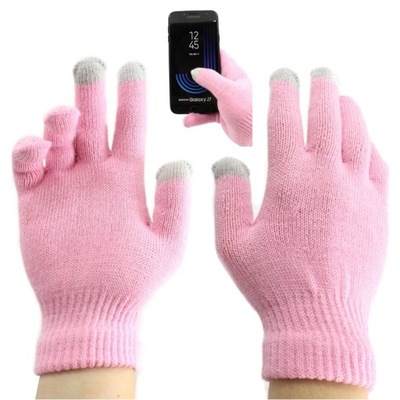 Rękawiczki do Telefonu zimowe dotykowe ciepłe uni różowe