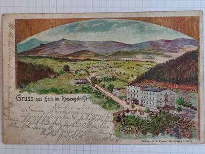 Pocztówka Hain Przesieka Karkonosze 1901 Litografia