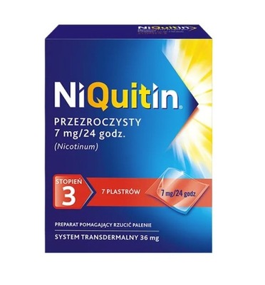 NiQuitin Przezroczysty system transdermalny, 7 mg/24 h, 7 plastrów