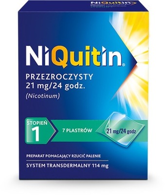 NiQuitin 21mg/24h, 7 plastrów przezroczystych,