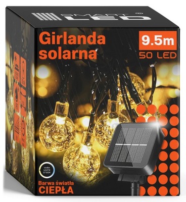 Lampki Solarne Girlanda Solarna Ogrodowa 50x Żarówka LED na Balkon 9m IP67