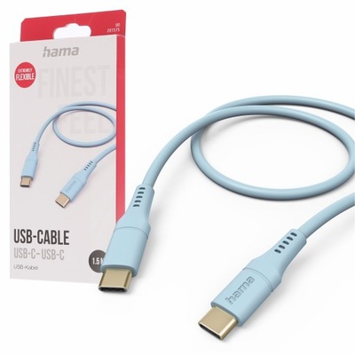 Kabel USB typu C - USB typu C Quick Charge Hama Flexible 1.5 m silikon nieb