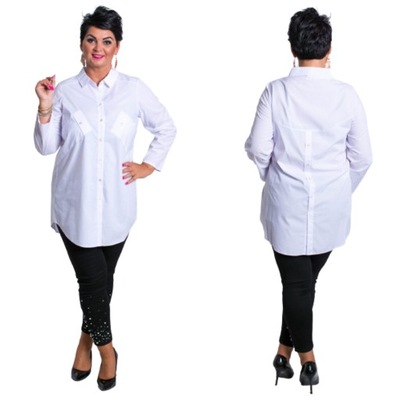 Koszula classic długa JOY biała Plus Size 44