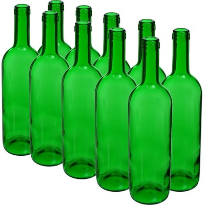 10szt butelki na wino 0,75L zielone 750ml Browin