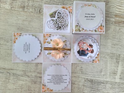 Pamiątka Kartka pudełko Exploding box W DNIU ŚLUBU 3d personalizowana