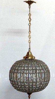 Żyrandol Stylowa Lampa Kula Retro Mosiądz Szkło 30