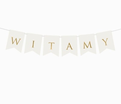 BANER WESELNY ŚLUBNY napis WITAMY biały 80 cm