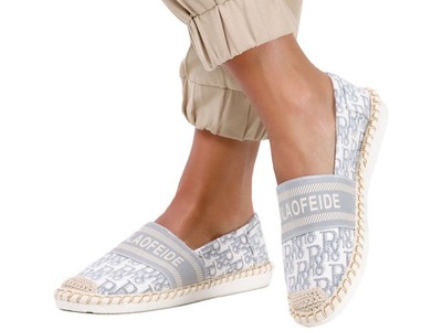 ESPADRYLE SLIP ON DAMSKIE Z NAPISAMI PLECIONE r 38