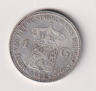 Holandia 1 gulden 1922 srebro ladny stan