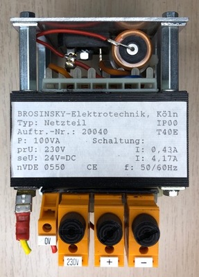 Transformator PRI 230V 0,43A SEC 24V=DC 4,17A