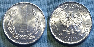 1 złoty 1981 stan menniczy I/-I ładna