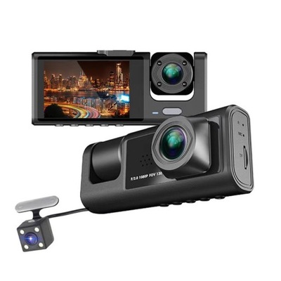 Noktowizor 1080P HD 2-calowa kamera samochodowa z trzema obiektywami
