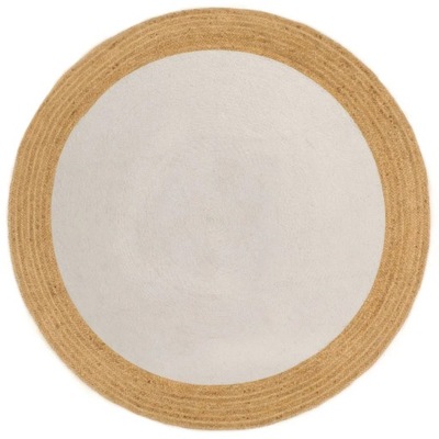 Pleciony dywan, biało-naturalny, 90 cm, juta, baw