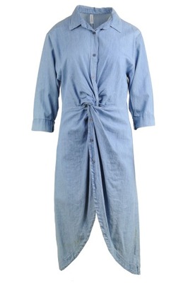 UNISONO sukienka koszula 45-630 jeans niebieska L