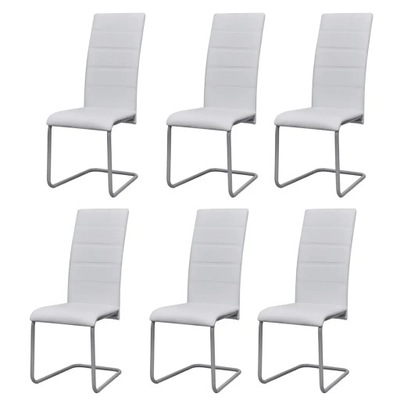 Krzesła stołowe, wspornikowe, 6 szt., białe, sztuc