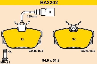 BARUM BA2202 JUEGO ZAPATAS DE FRENADO DO VW TRANSPORTER  