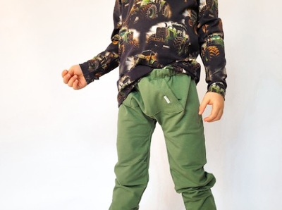 spodnie dresowe baggy chłopięce SZCZUPŁE zielone khaki 98