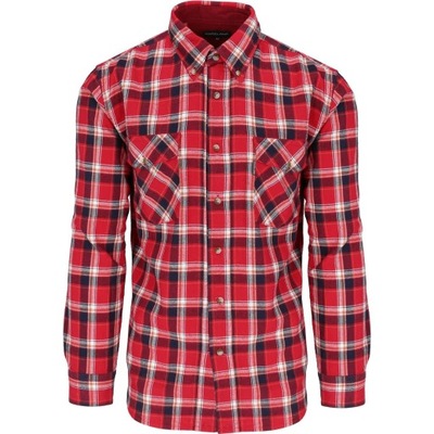 Flanelowa koszula męska z dwiema kieszeniami w czerwoną kratę M_klatka_110