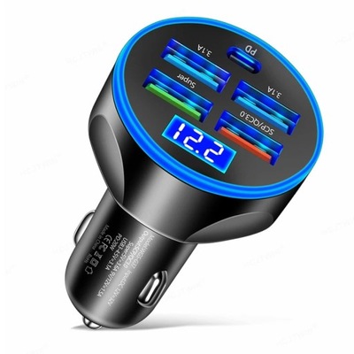 5 IN 1 CAR CHARGER 250W 4USB PD FAST CHARGING TYPE C AUTO MOBILE CAR PHONE  