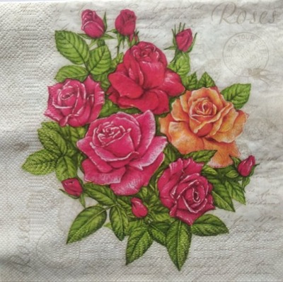 serwetka decoupage róże roses bukiet róża 2szt