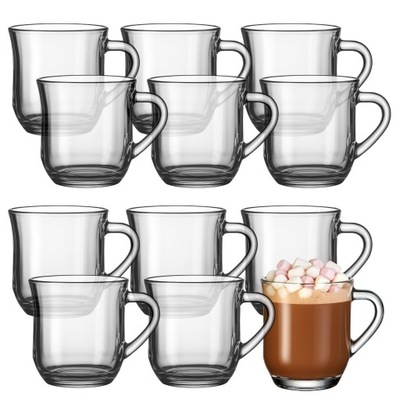 12 x SZKLANKI DO KAWY HERBATY KUBEK Z UCHEM 320ml