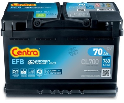 АККУМУЛЯТОР CENTRA EFB 12V 70AH 760A CL700