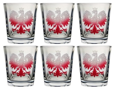 Szklanki do whisky 290ml zdobienie Polska Biało Czerwona Orzeł