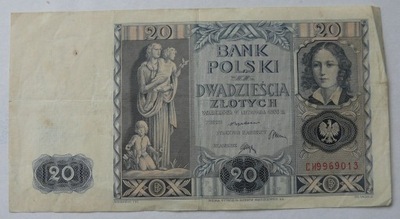 Banknot 20 zł 1936 r. Ser. CH