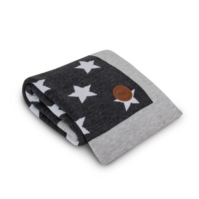 Kocyk dzianinowy 90x90 Grey Stars Ceba Baby