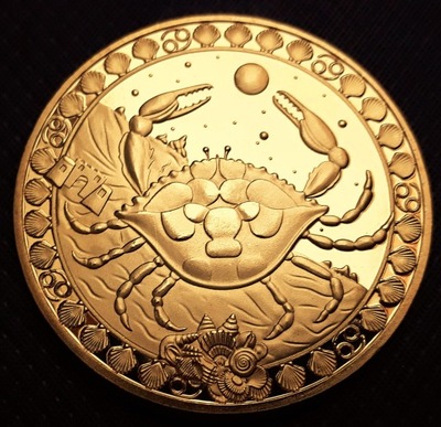 Znaki Zodiaku - Rak , pozłacany medal