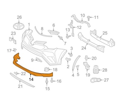 Молдинг бампера toyota rav 4 13- 524110r070 фото №1