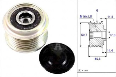 Ina шкив генератора opel 1,7cdti 09- astra фото №1