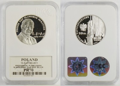 A. 10 ZŁOTYCH 2011 PREZES NBP SŁAWOMIR SKRZYPEK PR70 9.05