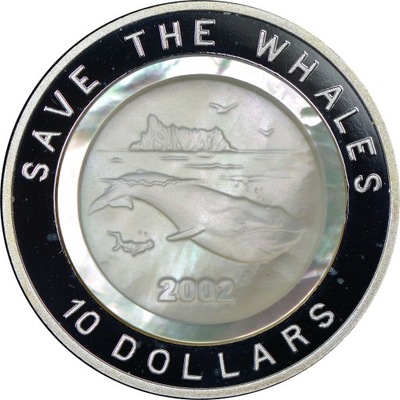 Nauru - 10 dolarów 2002 - Biały Wieloryb - Ag 999