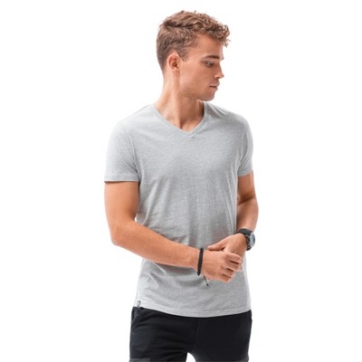 T-shirt męski basic v-neck S1369 szary XXL