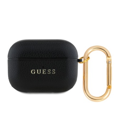 Guess PU Grained Classic Logo etui do AirPods Pro czarne