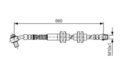 ПАТРУБОК ТОРМОЗНОЙ ГИБКИЙ ПЕРЕД L (DŁ. 660MM, M10X1,5/M10X1) OPEL ASTRA