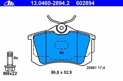 ZAPATAS DE FRENADO VW GOLF V 03- PARTE TRASERA  