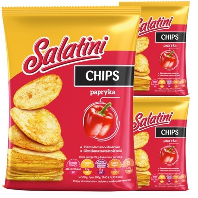Chipsy Salatini papryka ziemniaczano zbożowe 3x25g