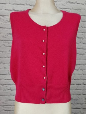 WoolOvers różowy sweter bez rękawów kaszmir/merino roz. M