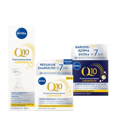 NIVEA Q10 Krem przeciwzmarszczkowy dzień + noc SPF15 50ml + Pod oczy 15ml