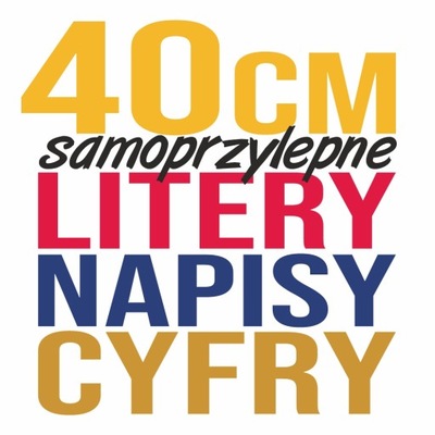 LITERY CYFRY SAMOPRZYLEPNE PEGATINAS REKLAMA - 40CM  