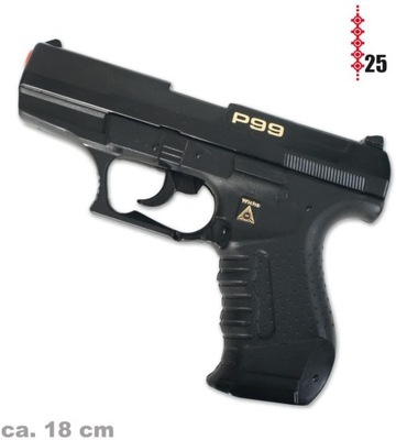 18 Pistolet A Amorces dAction de cm dans Noir P99 AGENT DE WICKE Prend les Bouchons de Rouleau BT32 