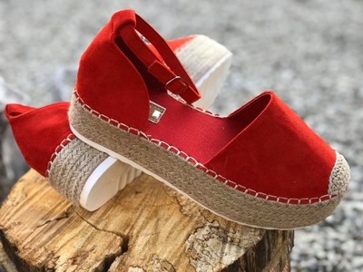 ESPADRYLE CZERWONE damskie zamszowe JH93P 41