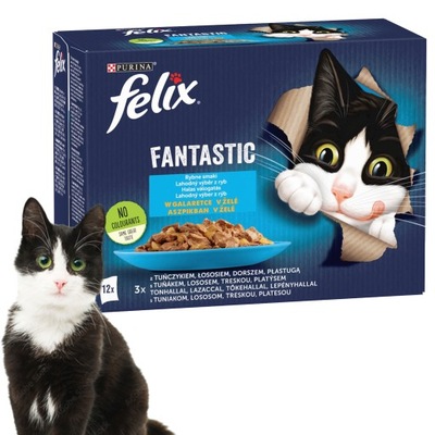 PURINA Felix Fantastic karma mokra dla kota rybny mix smaków 12x85g